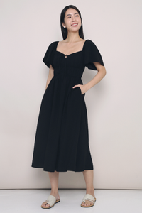 Kate Pleated Midaxi Dress Black