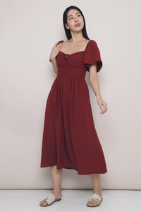 Kate Pleated Midaxi Dress Burgundy