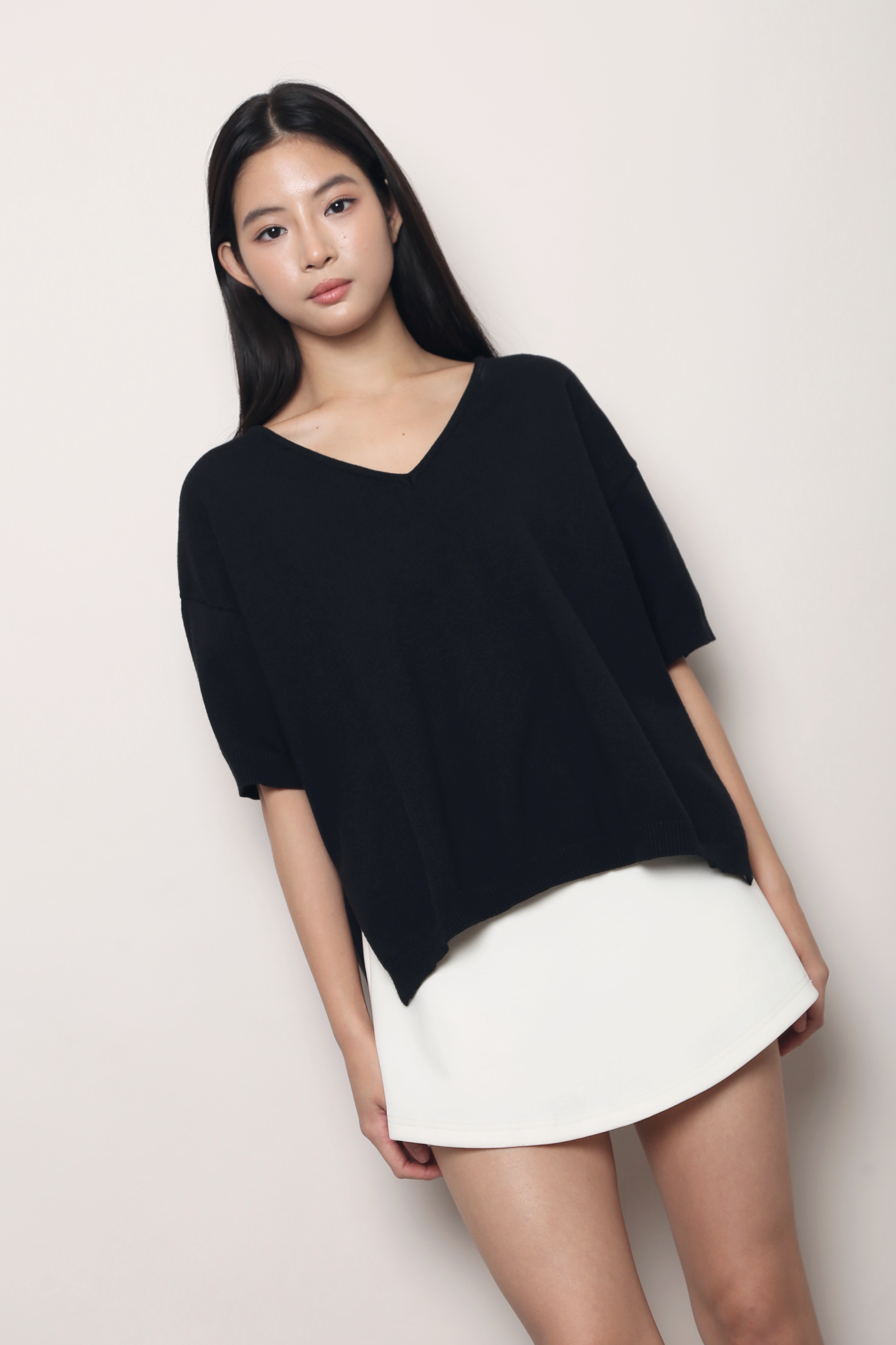 Keepsake High Low Boxy Knit Top Black