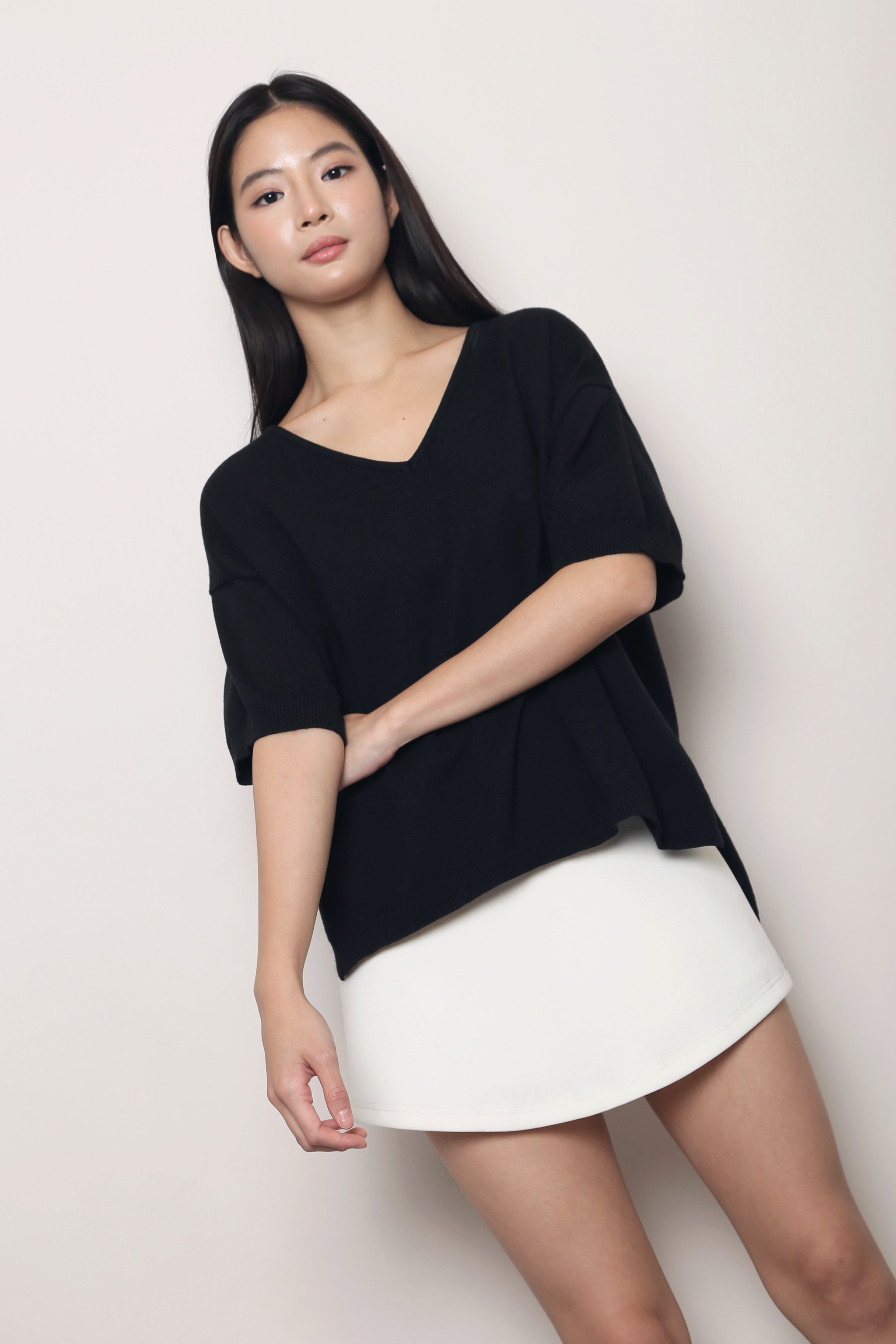 Keepsake High Low Boxy Knit Top Black