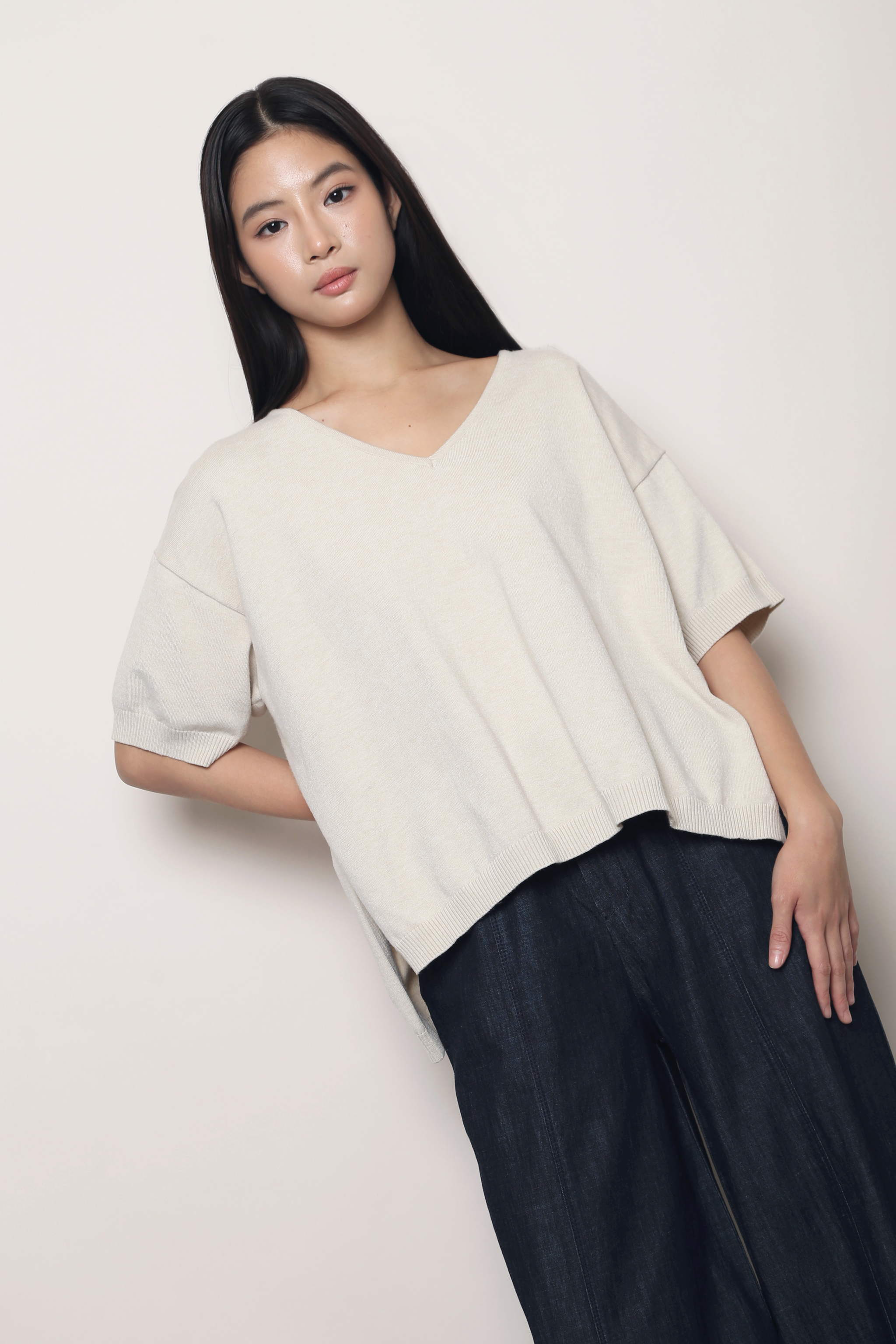 Keepsake High Low Boxy Knit Top Cream