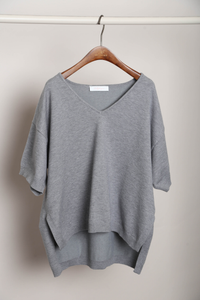Keepsake High Low Boxy Knit Top Grey
