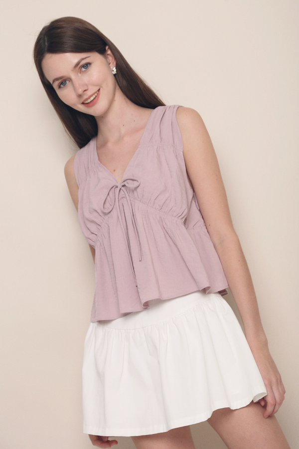 Kelly Ruche Tie Blouse Lilac