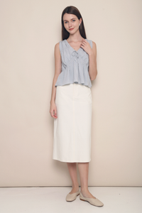 Kelly Ruche Tie Blouse Sky