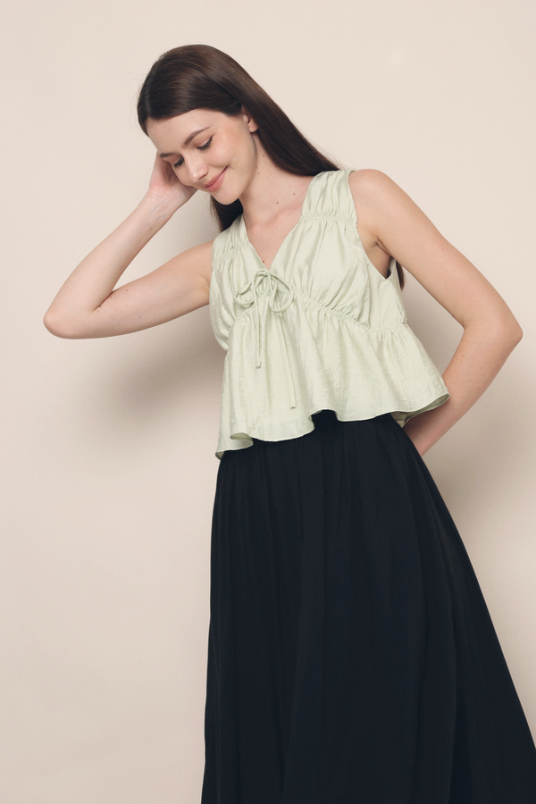 Kelly Ruche Tie Blouse Sage