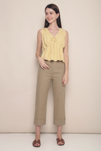 Kelly Ruche Tie Blouse Yellow