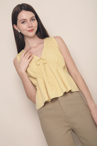 Kelly Ruche Tie Blouse Yellow