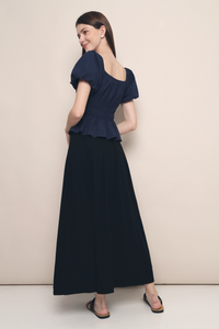 Kindra Shirred Waist Top Navy