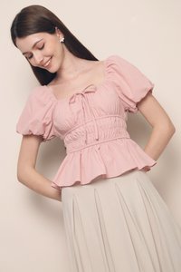 Kindra Shirred Waist Top Pink