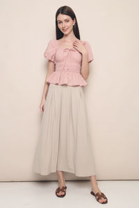 Kindra Shirred Waist Top Pink