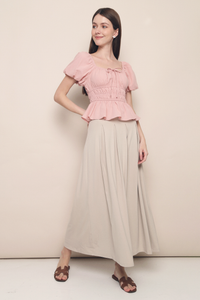 Kindra Shirred Waist Top Pink