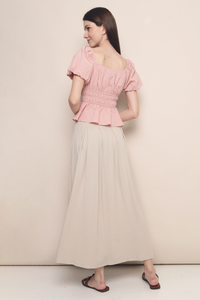 Kindra Shirred Waist Top Pink