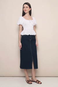 Kindra Shirred Waist Top White