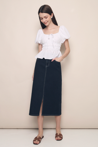 Kindra Shirred Waist Top White