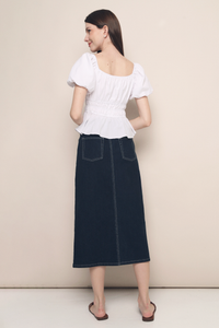 Kindra Shirred Waist Top White