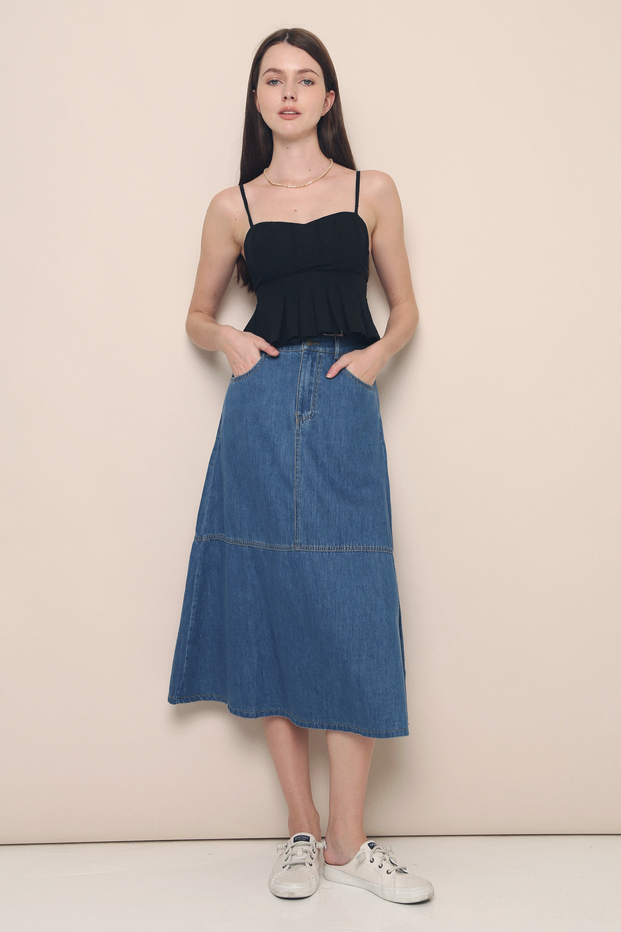 Kirin Peplum Denim Skirt