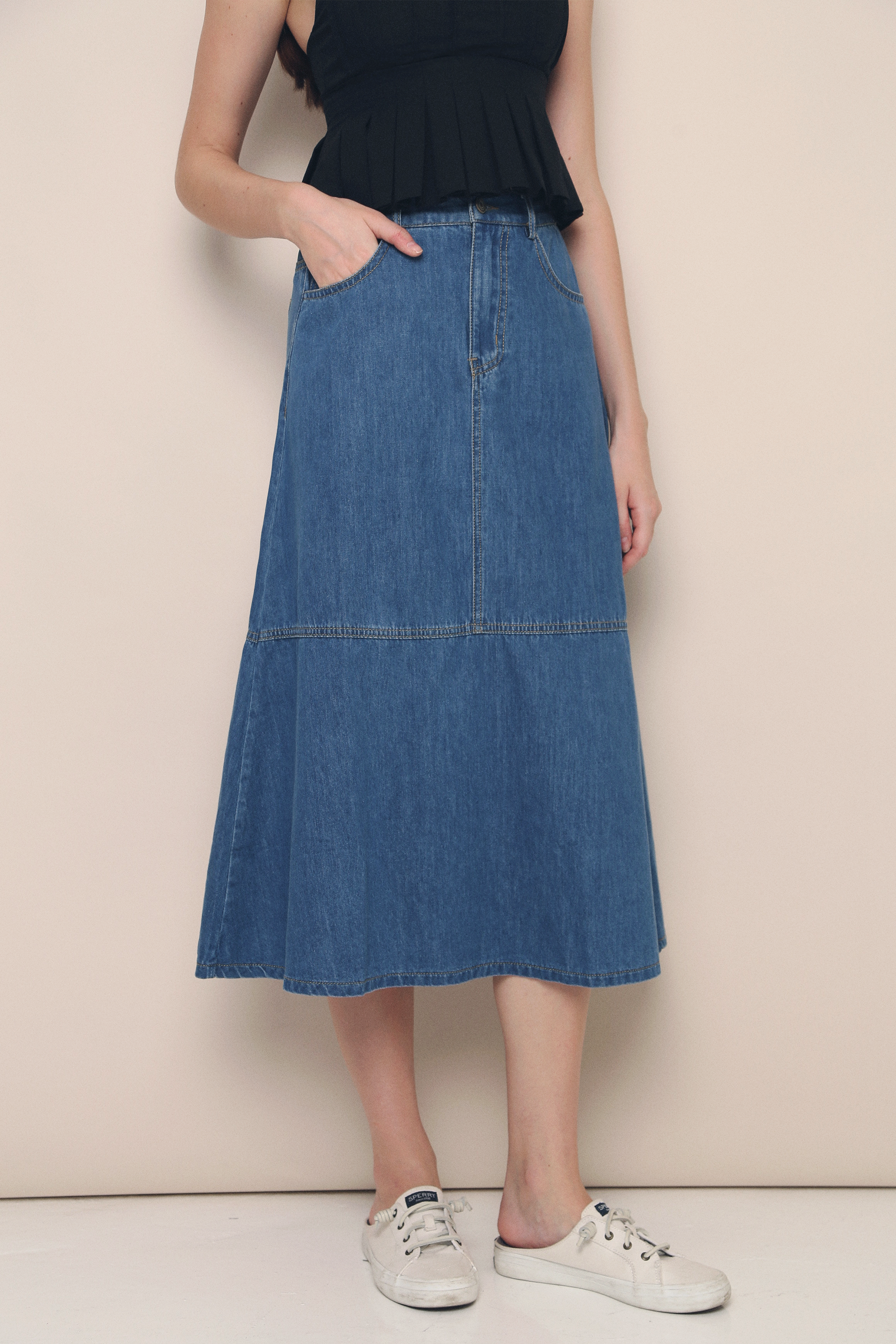 Kirin Peplum Denim Skirt