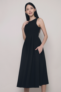 Lara Pleated Occasion Dress Black