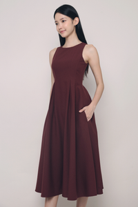 Lara Pleated Occasion Dress Burgundy