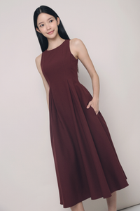 Lara Pleated Occasion Dress Burgundy