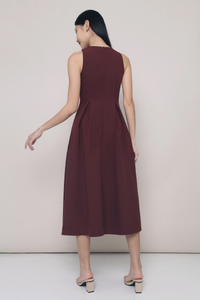 Lara Pleated Occasion Dress Burgundy