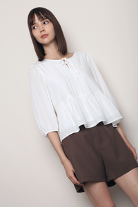 Laurel Lace Pleat Blouse White