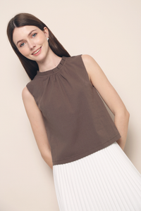 Lexley Pleat Collar Top Ash