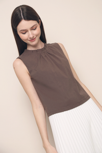 Lexley Pleat Collar Top Ash