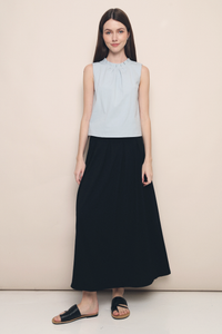 Lexley Pleat Collar Top Powder Blue