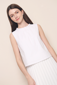 Lexley Pleat Collar Top White