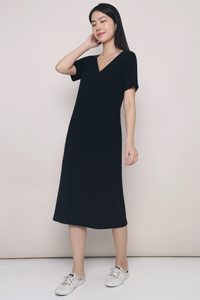 Libby Ribbed Midi Dress Black