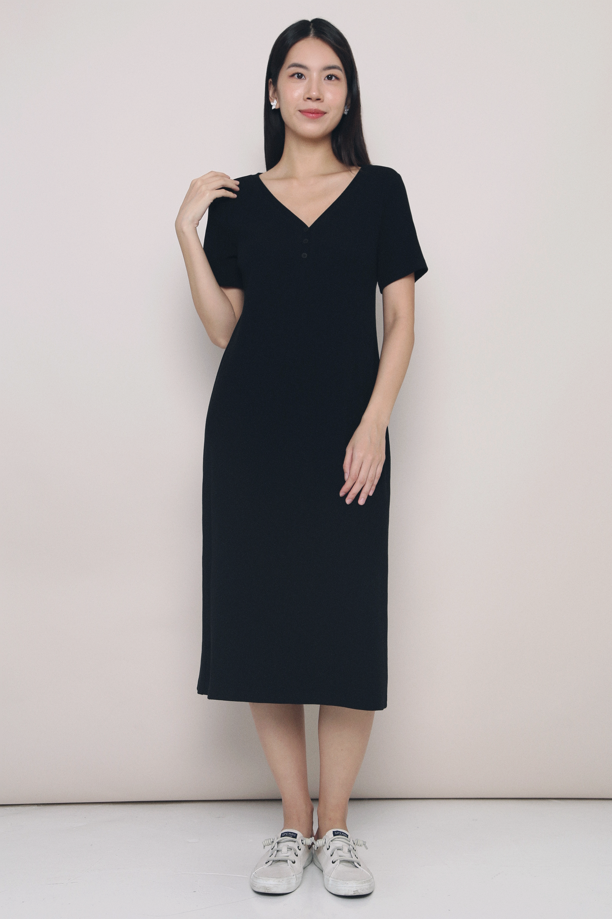 Libby Ribbed Midi Dress Black