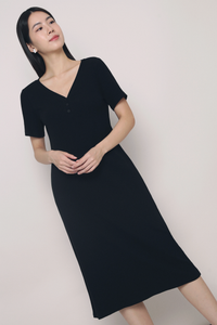 Libby Ribbed Midi Dress Black