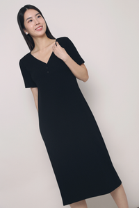 Libby Ribbed Midi Dress Black