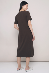 Libby Ribbed Midi Dress Chestnut Brown