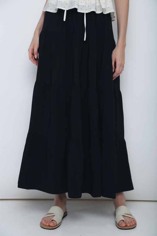 Lily Tiered Maxi Skirt Black