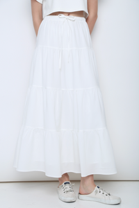 Lily Tiered Maxi Skirt White