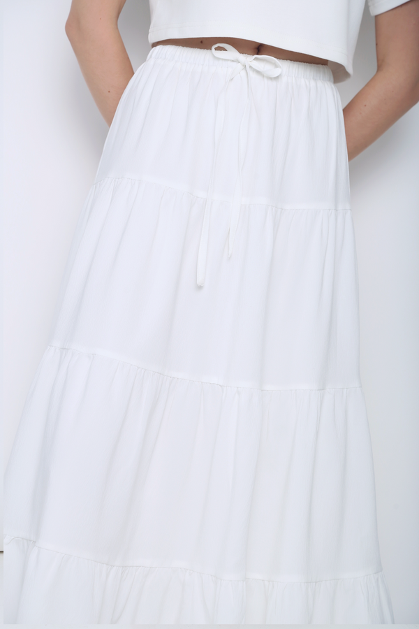 Lily Tiered Maxi Skirt White