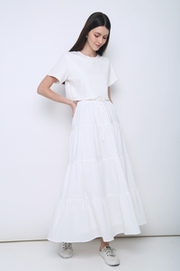 Lily Tiered Maxi Skirt White