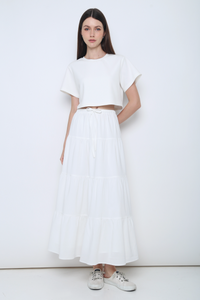 Lily Tiered Maxi Skirt White