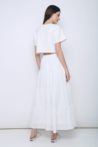 Lily Tiered Maxi Skirt White
