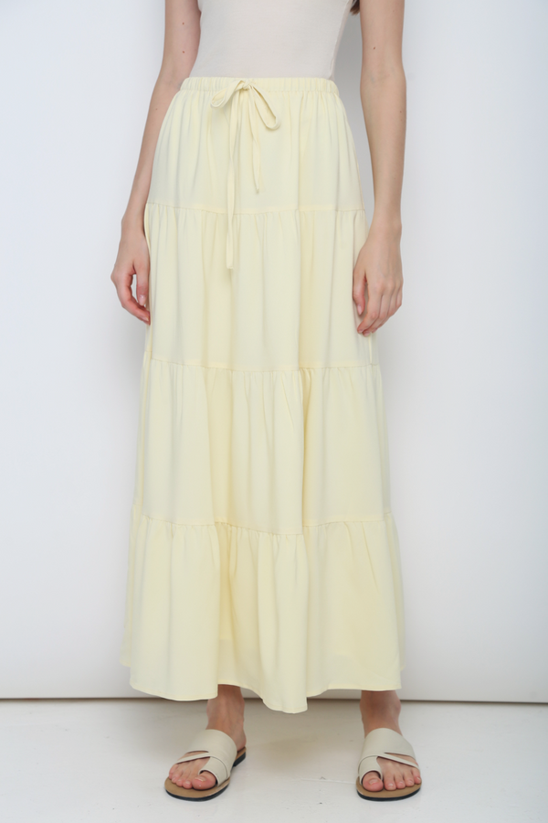Lily Tiered Maxi Skirt Yellow