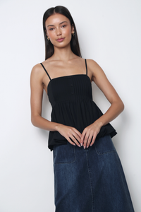 Lisbon Pleated Bubble Top Black
