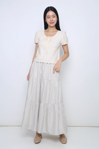 Loen Ruche Blouse Ivory