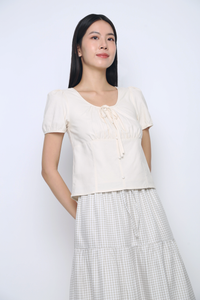 Loen Ruche Blouse Ivory