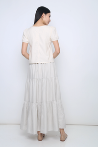 Loen Ruche Blouse Ivory