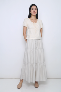 Loen Ruche Blouse Ivory