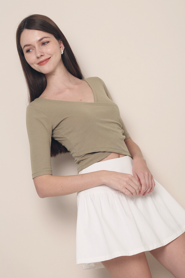 Luna Overlay Top Olive