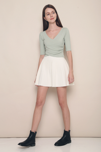 Hyori Pleated Knit Skirt Ivory