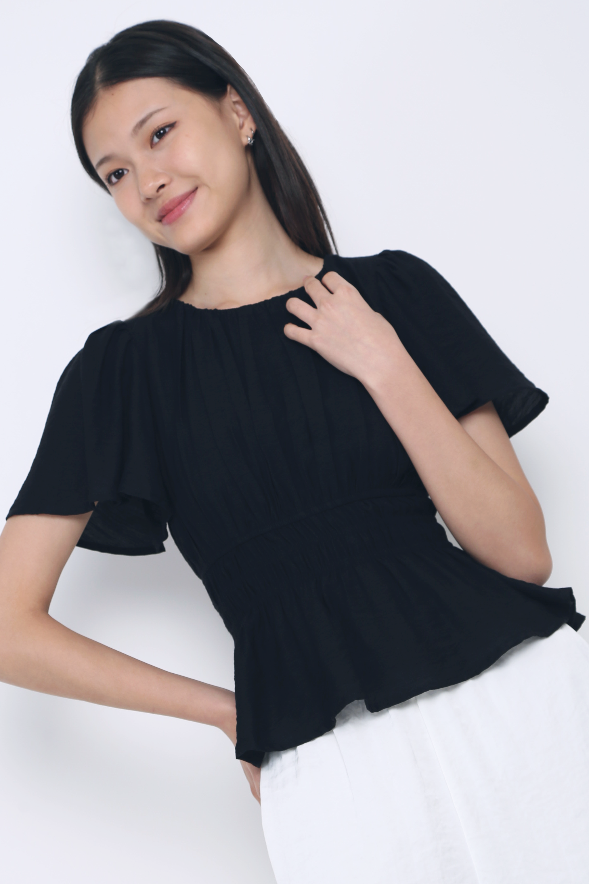 Lush Pleat Blouse Black
